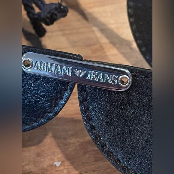 Armani Jeans Black Leather Belt. - Picture 4 of 6